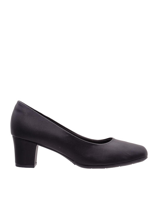 Anatomic Leather Black Medium Heels