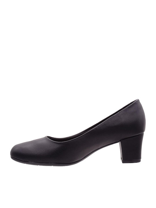 Anatomic Leather Black Medium Heels