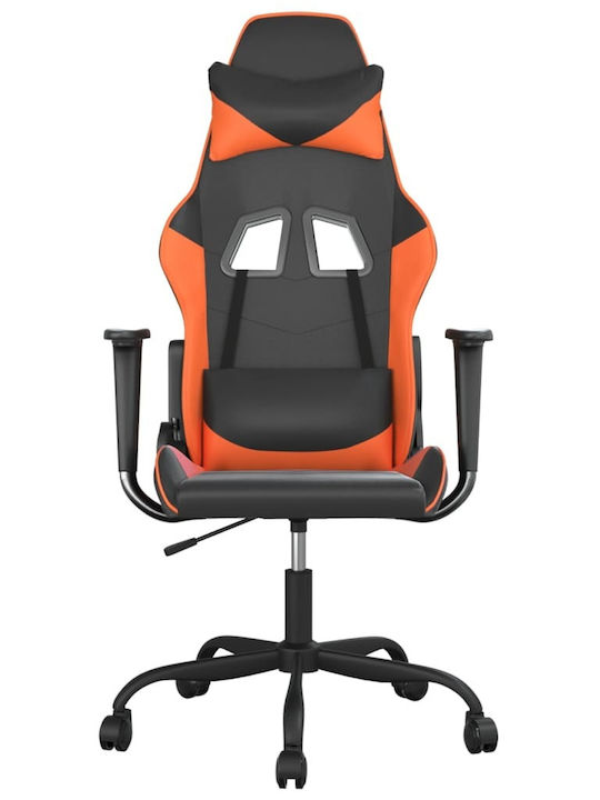 vidaXL 3143647 Καρέκλα Gaming Δερματίνης με Ρυθμιζόμενα Μπράτσα Μαύρο / Πορτοκαλί