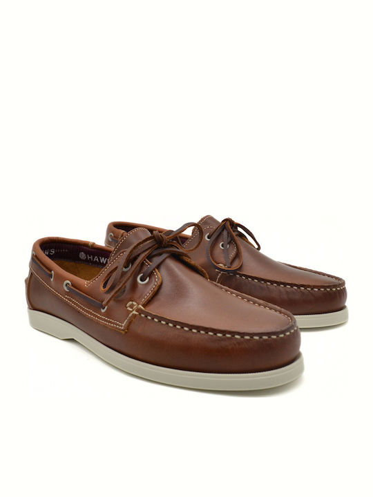 Men's Leather Boat Shoes Tabac Brown