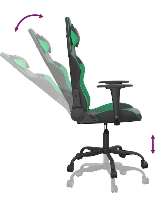 vidaXL 3143644 Καρέκλα Gaming Δερματίνης με Ρυθμιζόμενα Μπράτσα Μαύρο / Πράσινο
