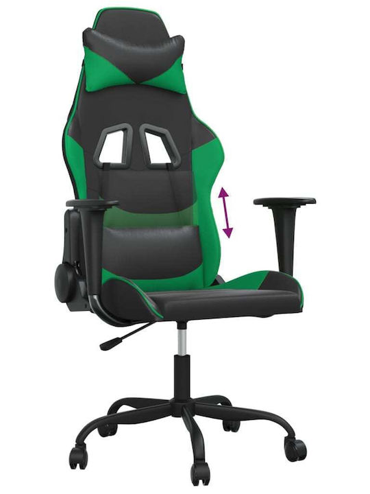 vidaXL 3143644 Καρέκλα Gaming Δερματίνης με Ρυθμιζόμενα Μπράτσα Μαύρο / Πράσινο