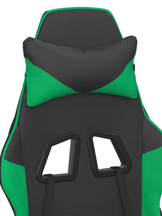 vidaXL 3143644 Καρέκλα Gaming Δερματίνης με Ρυθμιζόμενα Μπράτσα Μαύρο / Πράσινο