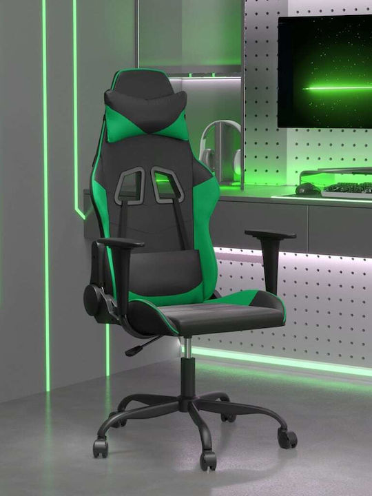 vidaXL 3143644 Καρέκλα Gaming Δερματίνης με Ρυθμιζόμενα Μπράτσα Μαύρο / Πράσινο