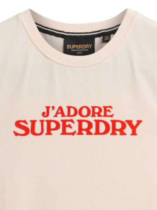 Superdry Γυναικεία Αθλητική Μπλούζα Αμάνικη Μπεζ