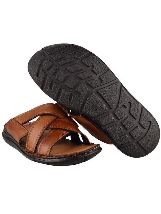 Yfantidis Leder Herrensandalen in Braun Farbe