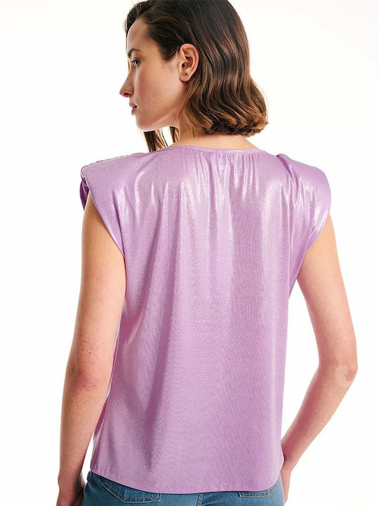 Forel Women's Blouse Sleeveless Drape Purple