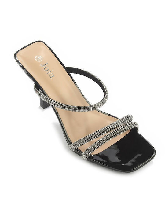 Fshoes Damen Sandalen mit Dünn hohem Absatz in Schwarz Farbe