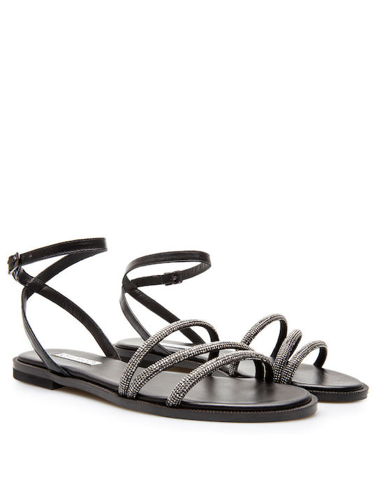 Sofia Manta Damen Flache Sandalen in Schwarz Farbe 810