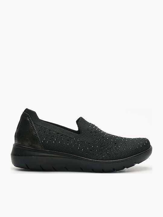 Leder Damen Loafers in Schwarz Farbe