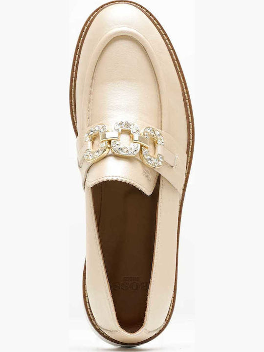 Δερμάτινα Γυναικεία Loafers σε Μπεζ Χρώμα