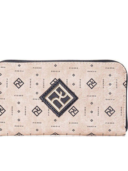 Large Women's Wallet Coins Beige