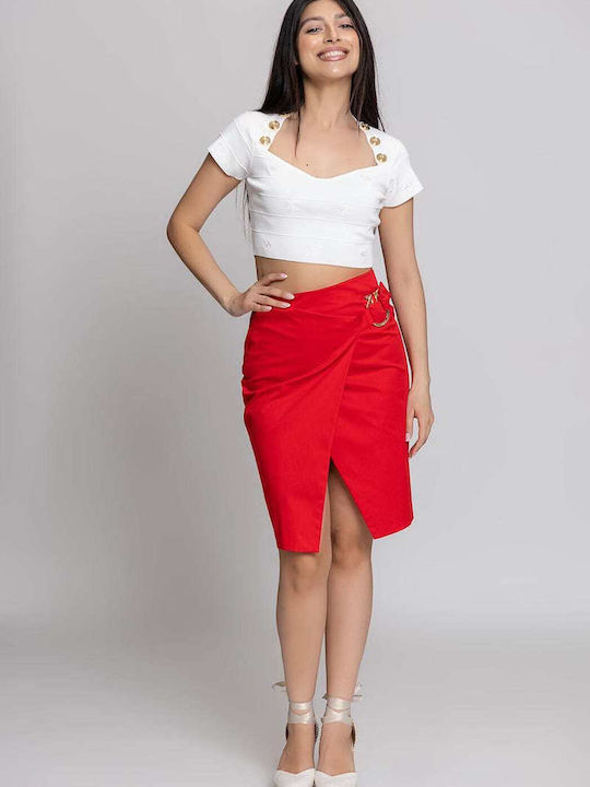 Hoodia Damen Crop Top Kurzarm Gestreift White