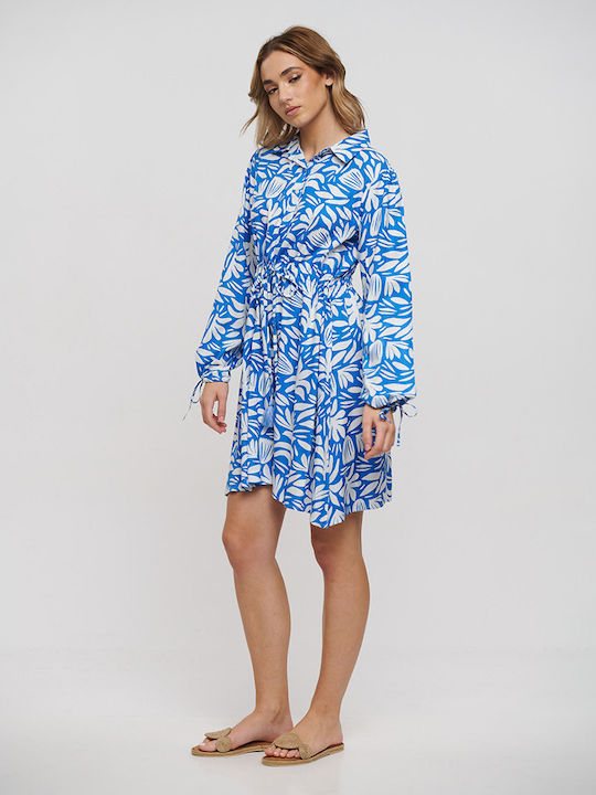 Ble Resort Collection Mini Φόρεμα με Βολάν Μπλε