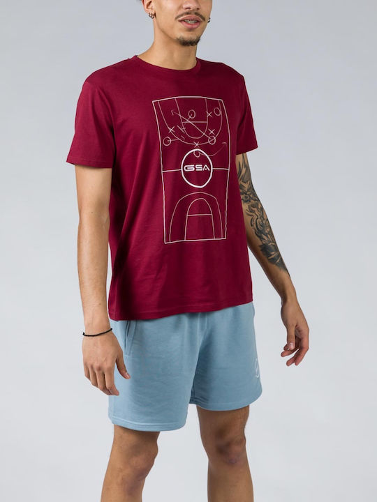 GSA Herren Sport T-Shirt Kurzarm BORDO