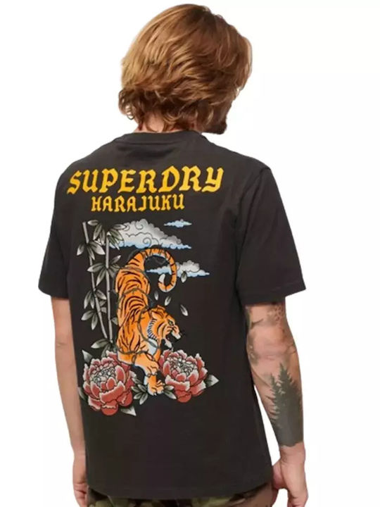 Superdry D2 Ovin Herren T-Shirt Kurzarm Vintage Black