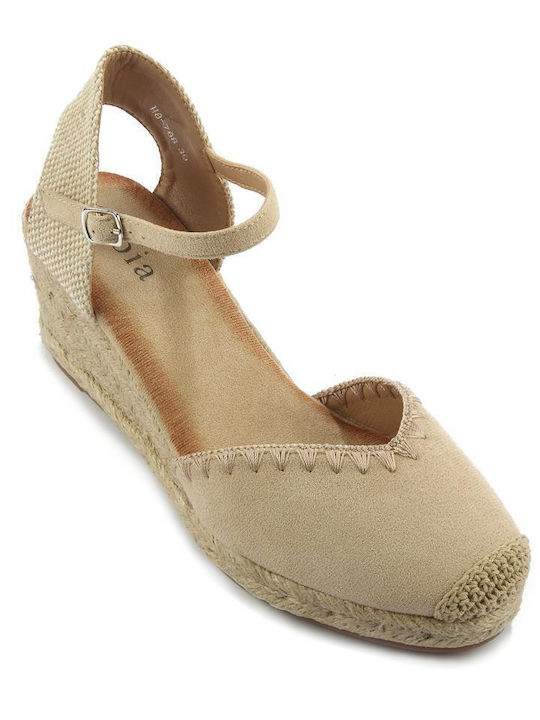 Fshoes Women's Fabric Platform Espadrilles Beige