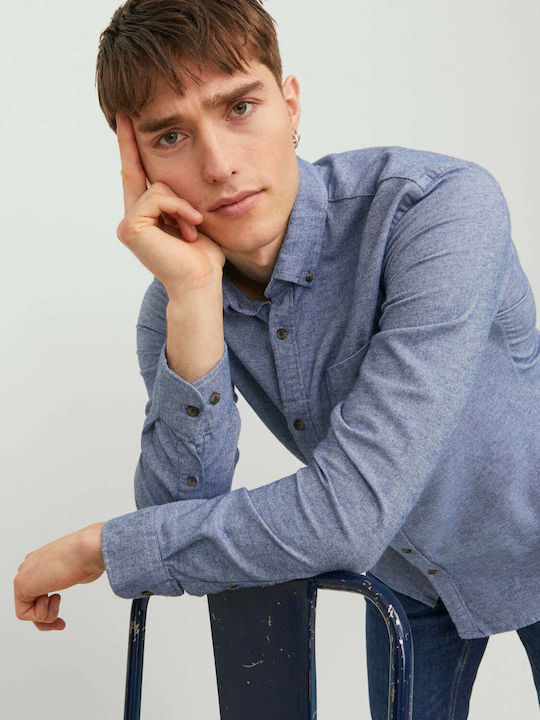 Long-sleeved Flannel Shirt Blue / Faded Denim