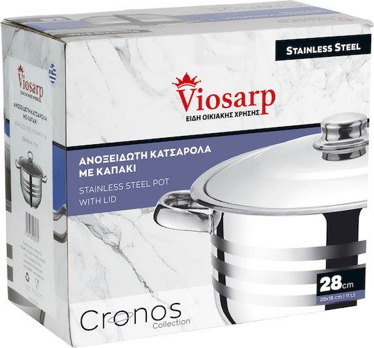 Viosarp Tiefer Edelstahl-Topf 11Es / 28cm