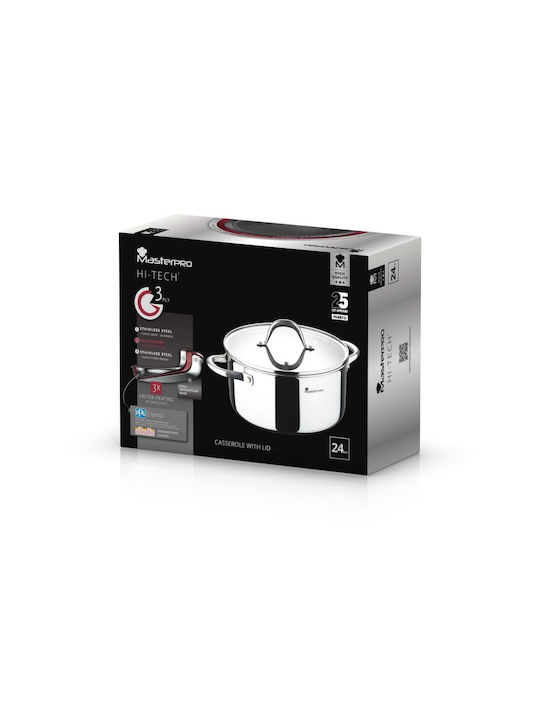 Bergner Hi-tech Deep Stainless Steel Pot 24cm