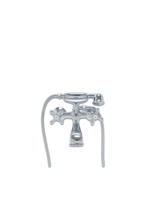 Viospiral Brava Retro Bathtub Shower Faucet Complete Set Silver