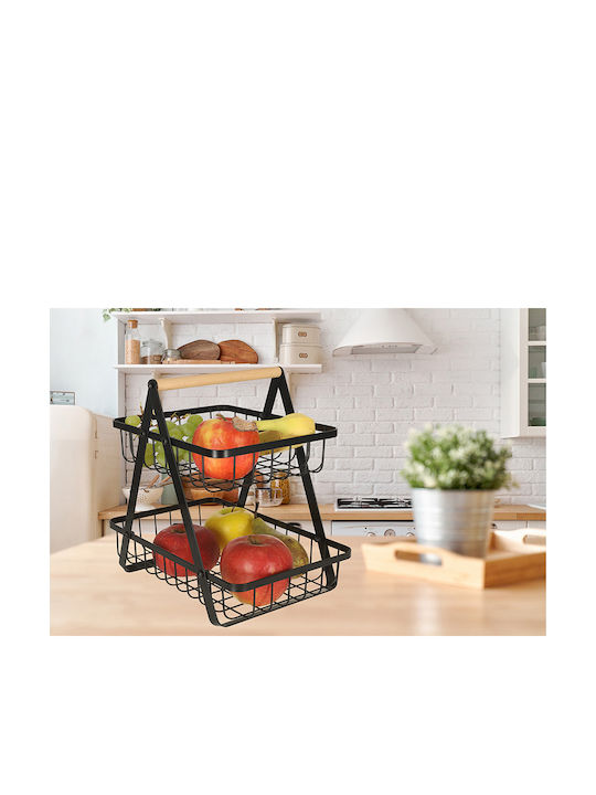 Fruitieră Metalic 2 nivele Negru 27x17x29.5buc