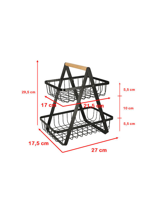 Fruitieră Metalic 2 nivele Negru 27x17x29.5buc