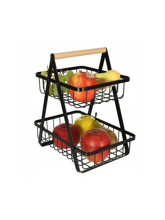 Fruitieră Metalic 2 nivele Negru 27x17x29.5buc