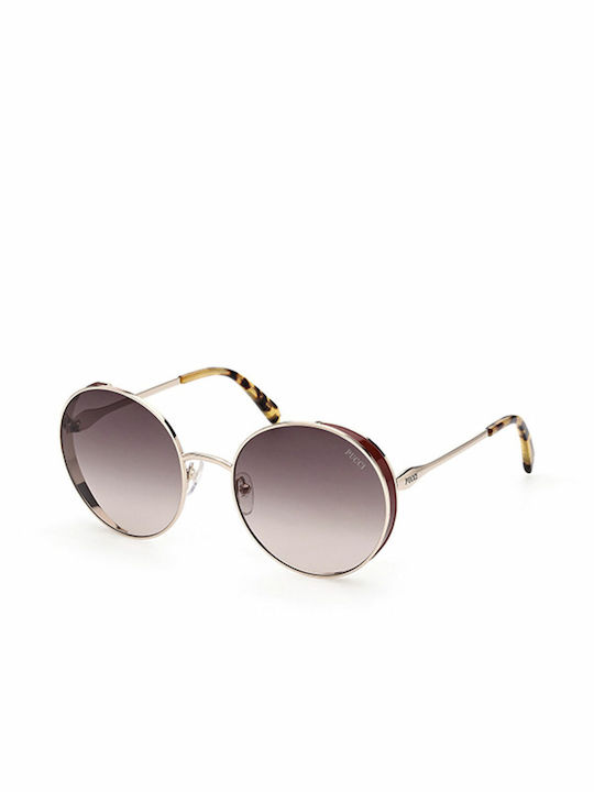 Emilio Pucci Sunglasses with Gold Metal Frame and Brown Gradient Lens EP0187 28S