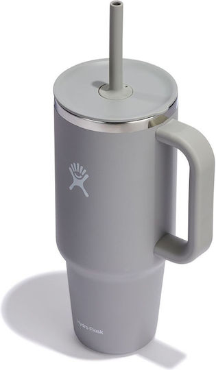 Hydro Flask Travel Tumbler Handled Tumbler Thermos Stainless Steel 1.18lt Birch with Handle and Straw