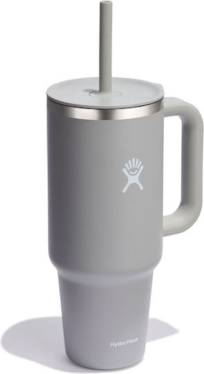 Hydro Flask Travel Tumbler Handled Tumbler Thermos Stainless Steel 1.18lt Birch with Handle and Straw