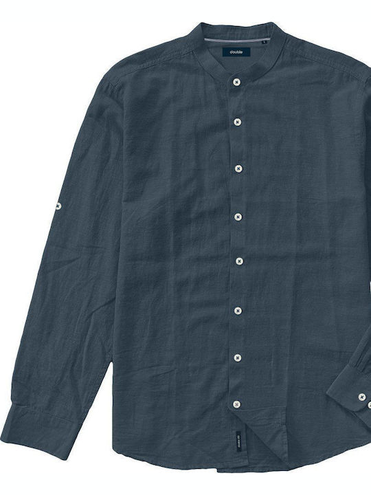 Long-sleeved Linen Shirt D.k Blue