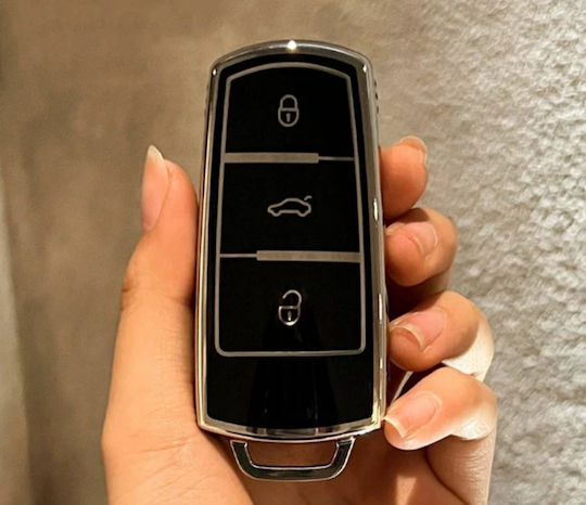 Car Key Cover Case made of with 3 Buttons for VW in Black Color