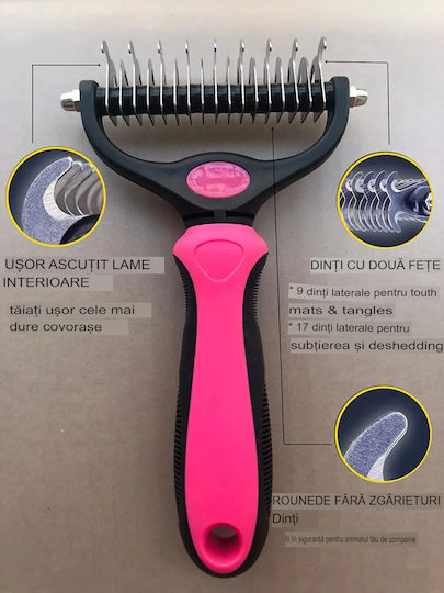 Onepet Pet Care Set Size Pieptene Mare pentru câini cu părul lung pentru Îngrijirea Blănii Fuchsia