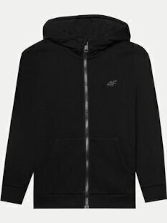 Kids Cardigan Cotton with Hood Black