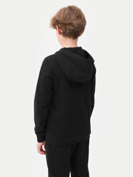 Kids Cardigan Cotton with Hood Black