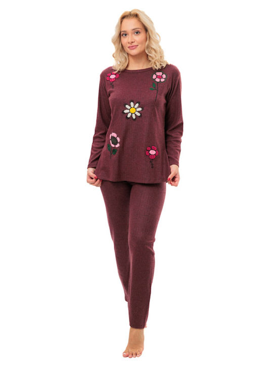 Winter Damen Pyjama-Set Burgundisch