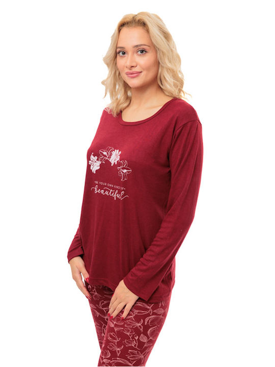 Winter Damen Pyjama-Set Burgundisch