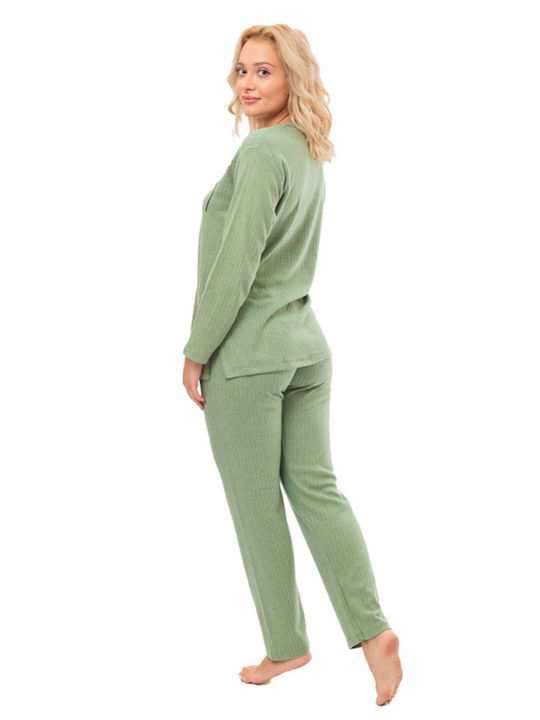 Winter Damen Pyjama-Set Grün