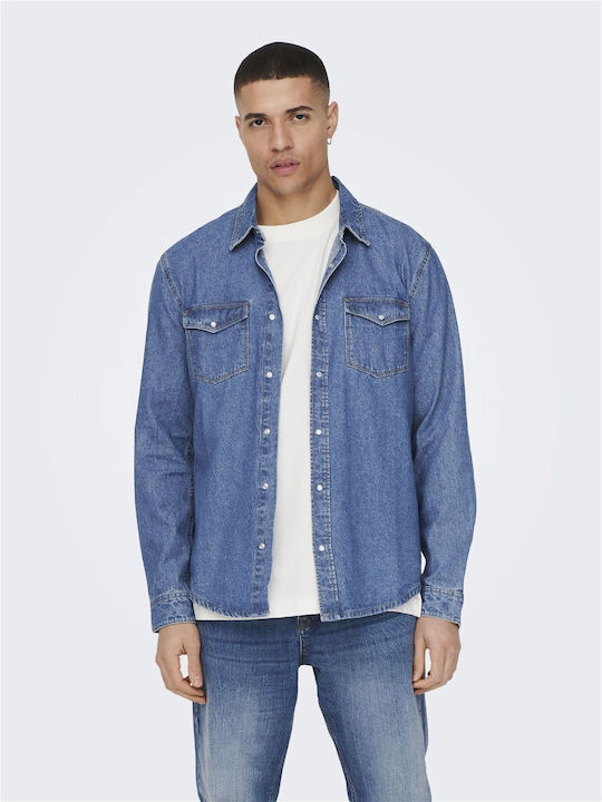 Only & Sons Men's Shirt Blue