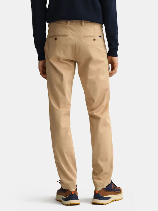 Gant Ανδρικό Παντελόνι Chino σε Slim Εφαρμογή Dark Khaki
