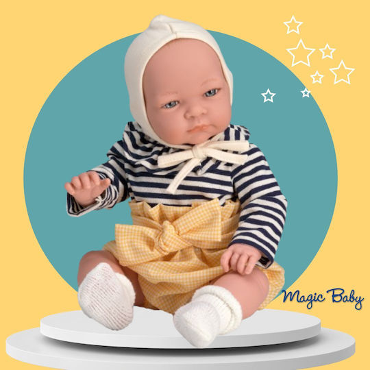 Magic Baby Κούκλα "jenny Ριγέ Μπλούζα Σκουφάκι"