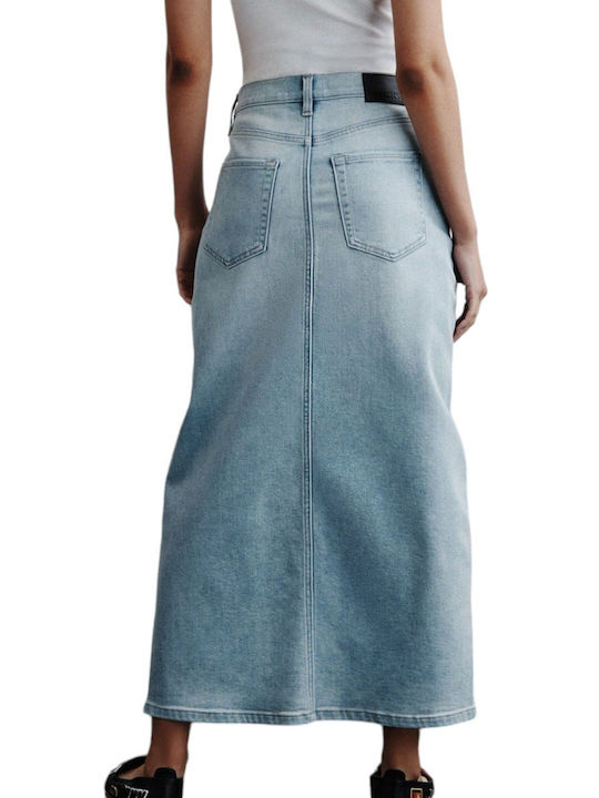 DKNY Denim High Waist Maxi Skirt in Blue color