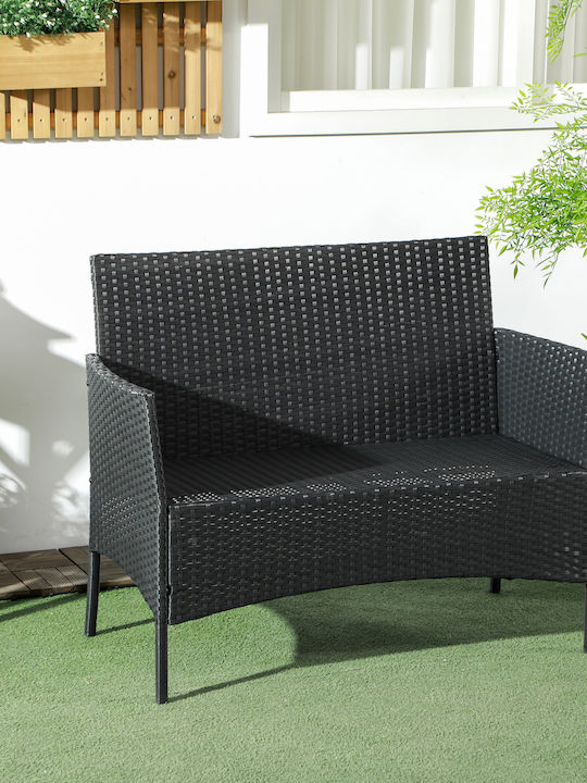 Zweisitziges Sofa Außenbereich Rattan mit Kissen 100x54x80cm