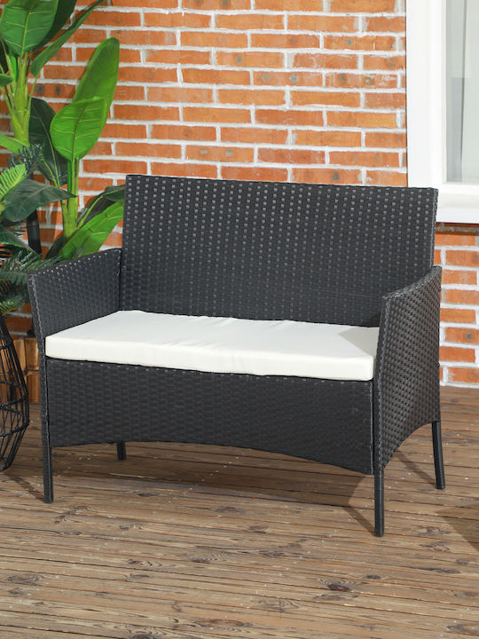 Zweisitziges Sofa Außenbereich Rattan mit Kissen 100x54x80cm
