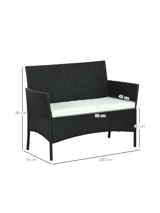 Zweisitziges Sofa Außenbereich Rattan mit Kissen 100x54x80cm