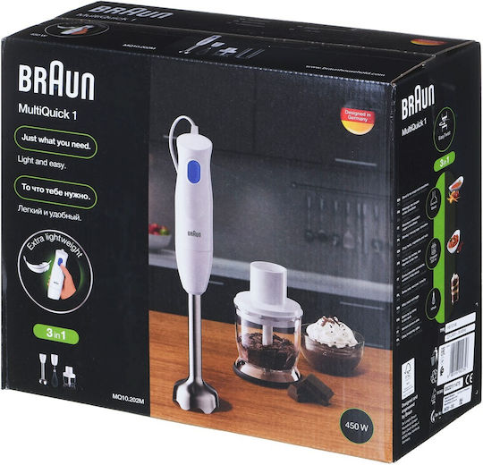 Braun MultiQuick 1 Ραβδομπλέντερ με Ανοξείδωτη Ράβδο 450W Λευκό