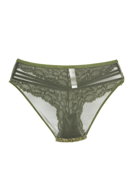 Damen Slip mit Spitze Khaki