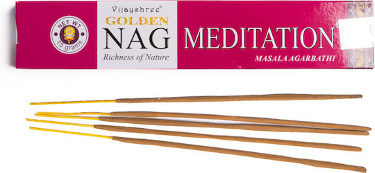 Vijayshree Ароматни пръчици Golden Nag с аромат Медитация 15бр 15гр