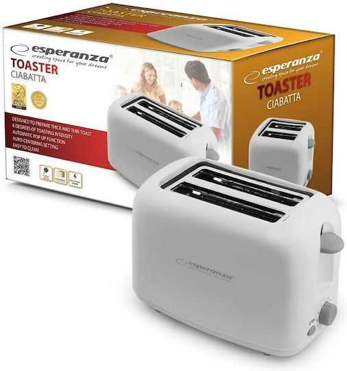 Esperanza Ciabatta Toaster 2 Slots 600W White